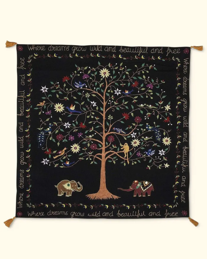 Necklaces Buddha Groove HandEmbroidered Tree of Life Wall Hanging Fair Trade Necklaces Buddha Groove HandEmbroidered Tree of Life Wall Hanging Fair Trade