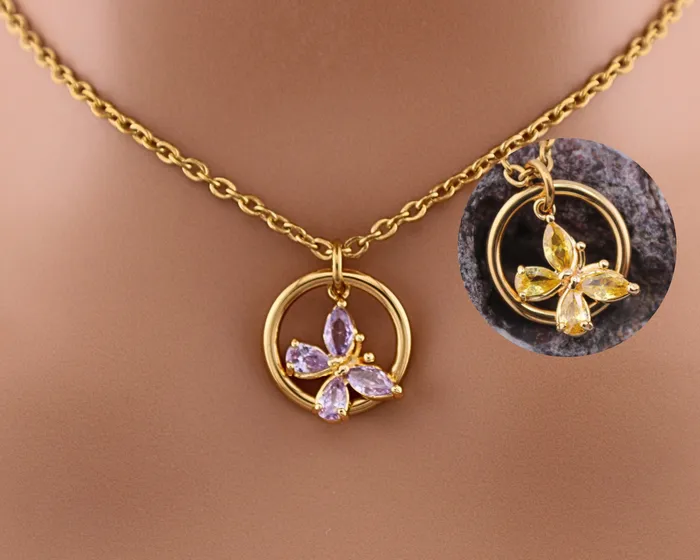 Necklaces Captive Collars Butterfly Gem Necklace