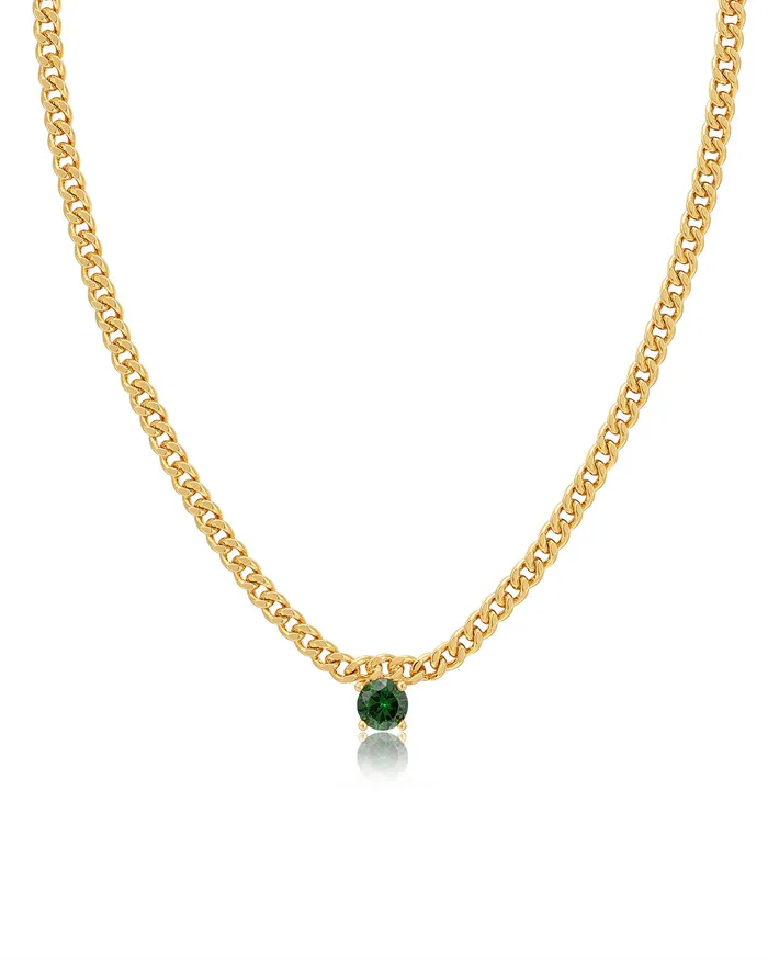 Necklaces Luv Aj Bardot Stud Necklace Emerald Green Gold
