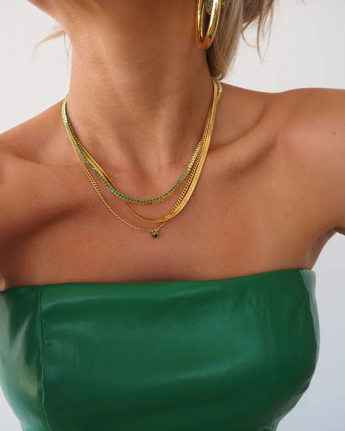 Necklaces Luv Aj Bardot Stud Necklace Emerald Green Gold Necklaces Luv Aj Bardot Stud Necklace Emerald Green Gold