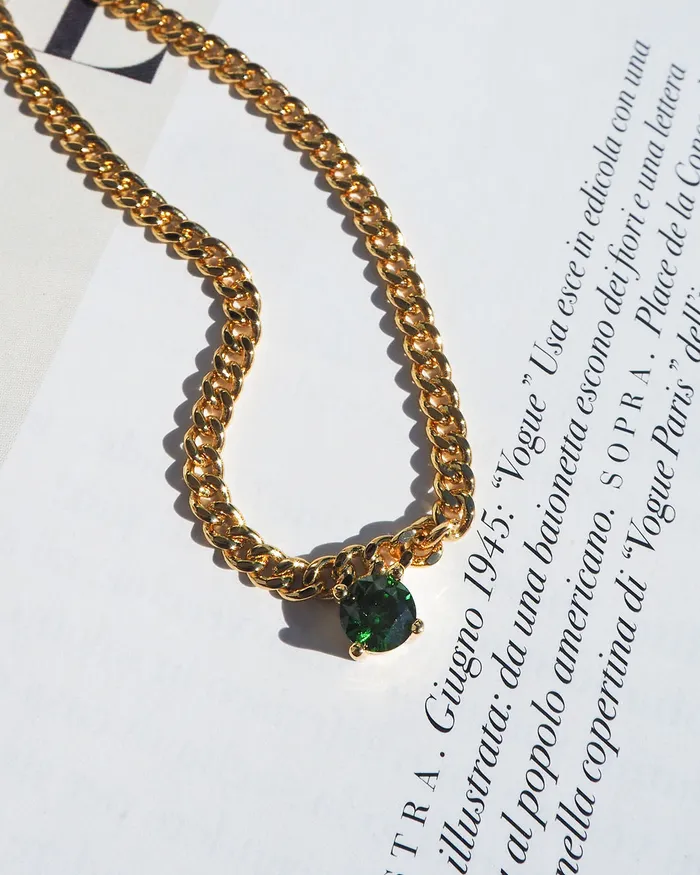 Necklaces Luv Aj Bardot Stud Necklace Emerald Green Gold Necklaces Luv Aj Bardot Stud Necklace Emerald Green Gold