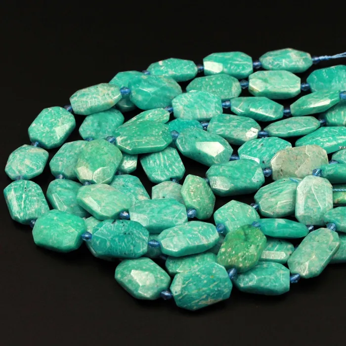 Necklaces Natural Chunky Faceted Russian Amazonite Slab Cushion Rectangle Rectangular Nugget Slice Pendant Focal Beads 16 Strand Intrinsic Trading