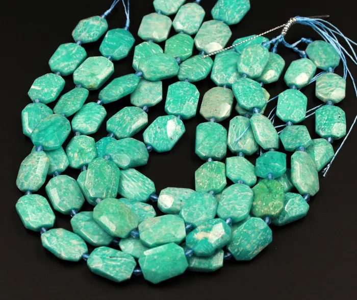 Necklaces Natural Chunky Faceted Russian Amazonite Slab Cushion Rectangle Rectangular Nugget Slice Pendant Focal Beads 16 Strand Intrinsic Trading
