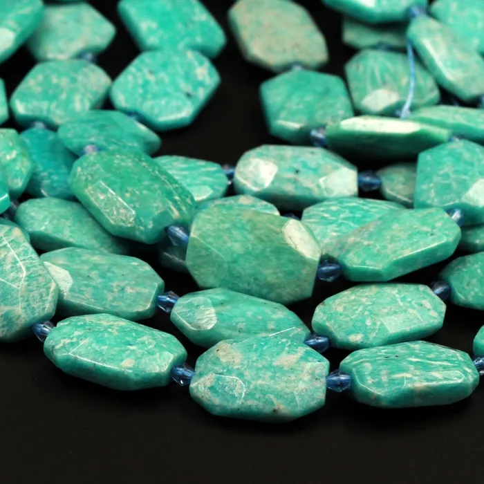 Necklaces Natural Chunky Faceted Russian Amazonite Slab Cushion Rectangle Rectangular Nugget Slice Pendant Focal Beads 16 Strand Intrinsic Trading