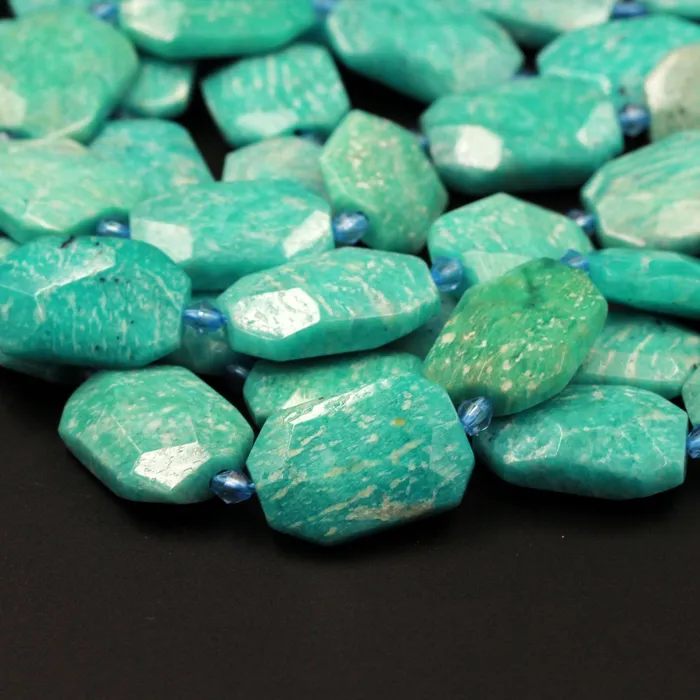 Necklaces Natural Chunky Faceted Russian Amazonite Slab Cushion Rectangle Rectangular Nugget Slice Pendant Focal Beads 16 Strand Intrinsic Trading