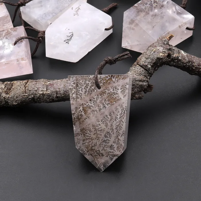 Necklaces Natural Dendritic Quartz Pendant Point Gemstone Crystal A5 Intrinsic Trading Necklaces Natural Dendritic Quartz Pendant Point Gemstone Crystal A5 Intrinsic Trading