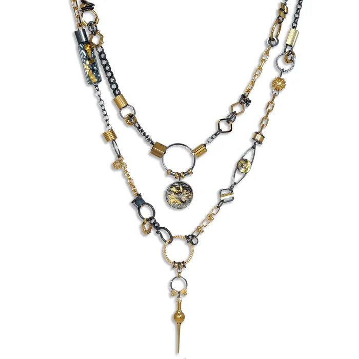 Necklaces Q Evon Black and Gold Avalon Wrap Necklace