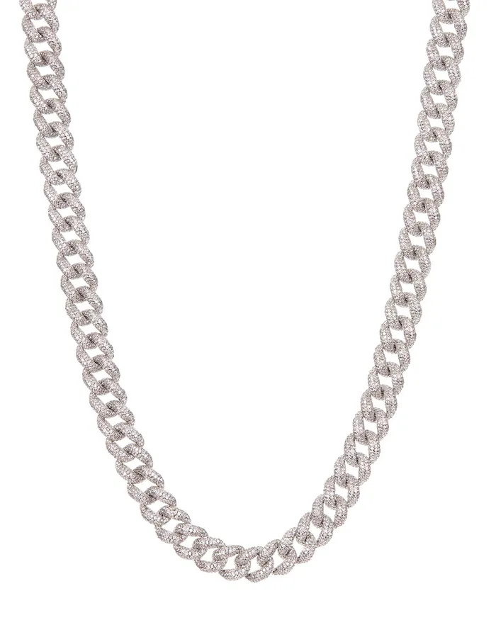 Pave Cuban Link Necklace Silver Luv Aj Necklaces
