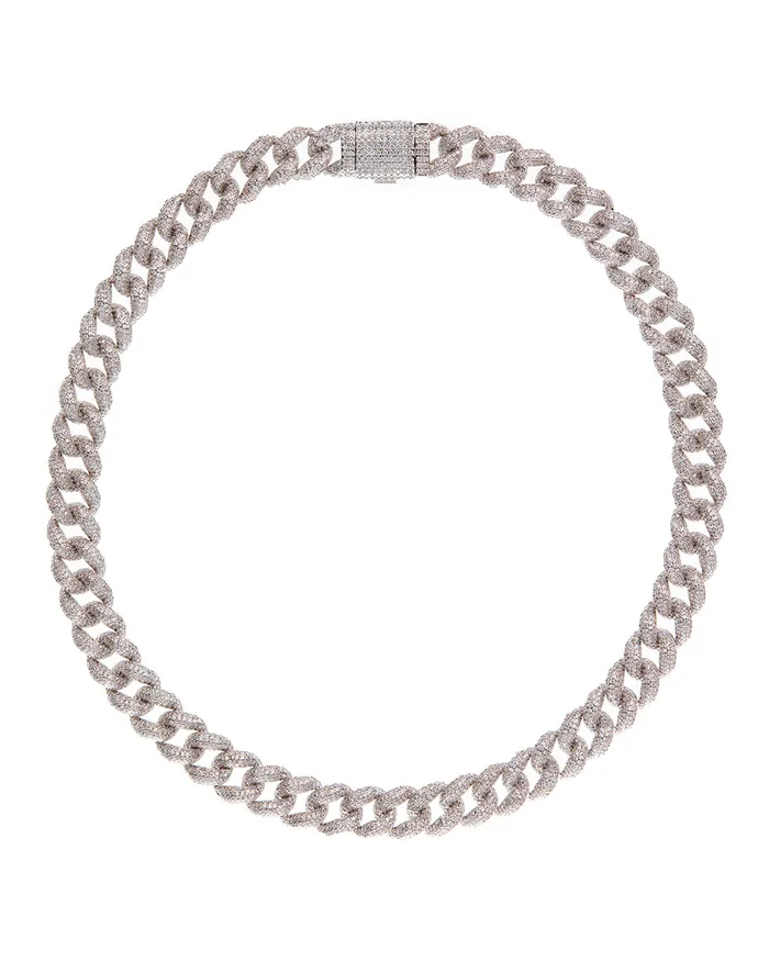 Pave Cuban Link Necklace Silver Luv Aj Necklaces Pave Cuban Link Necklace Silver Luv Aj Necklaces