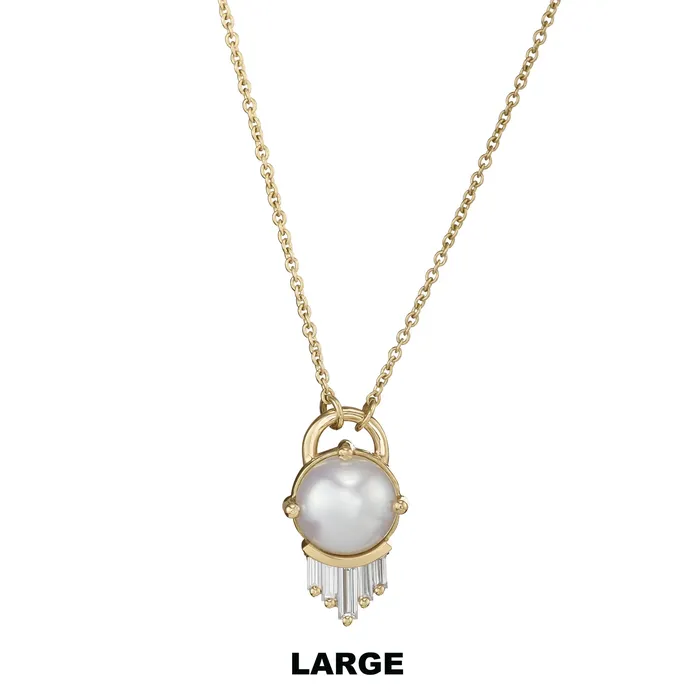 Pearl and Diamond Necklace in Solid Gold ARTEMER Necklaces