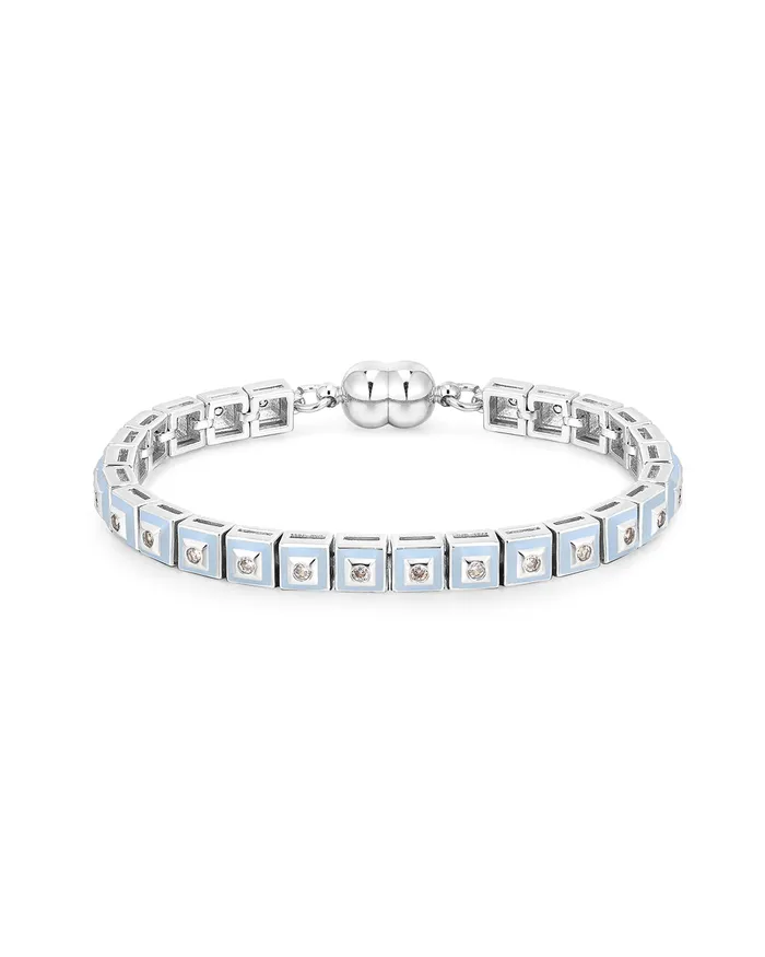 Pyramid Stud Tennis Bracelet Baby Blue Silver Luv Aj Bracelets