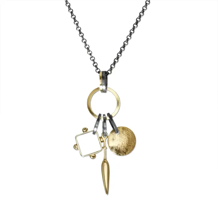 Q Evon Necklaces Triple Charm Mixed Metal Necklace