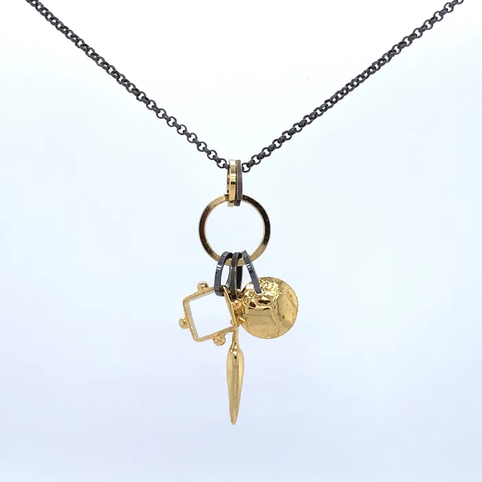 Q Evon Necklaces Triple Charm Mixed Metal Necklace