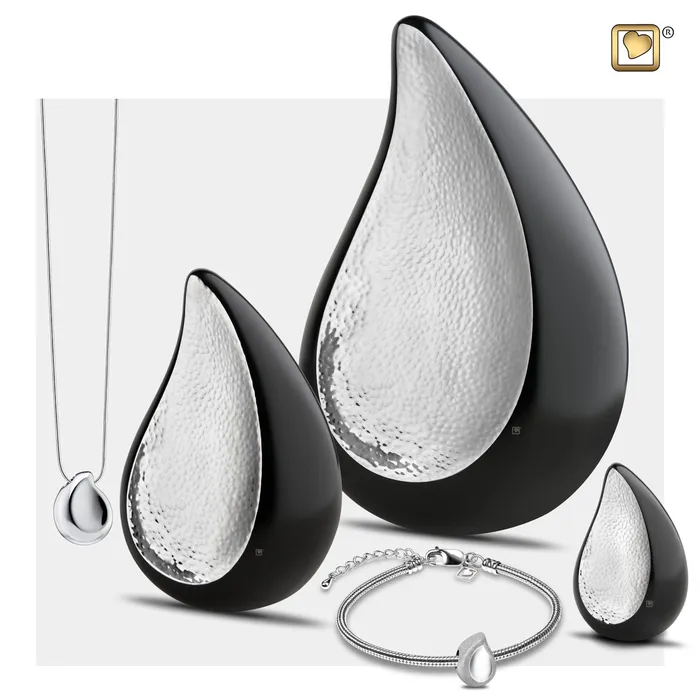 Rings Adult TearDrop Hammered Silver Cremation Urn LoveUrns