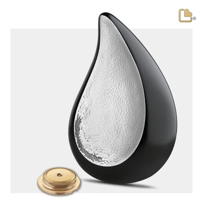 Rings Adult TearDrop Hammered Silver Cremation Urn LoveUrns