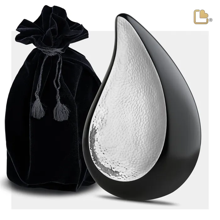 Rings Adult TearDrop Hammered Silver Cremation Urn LoveUrns
