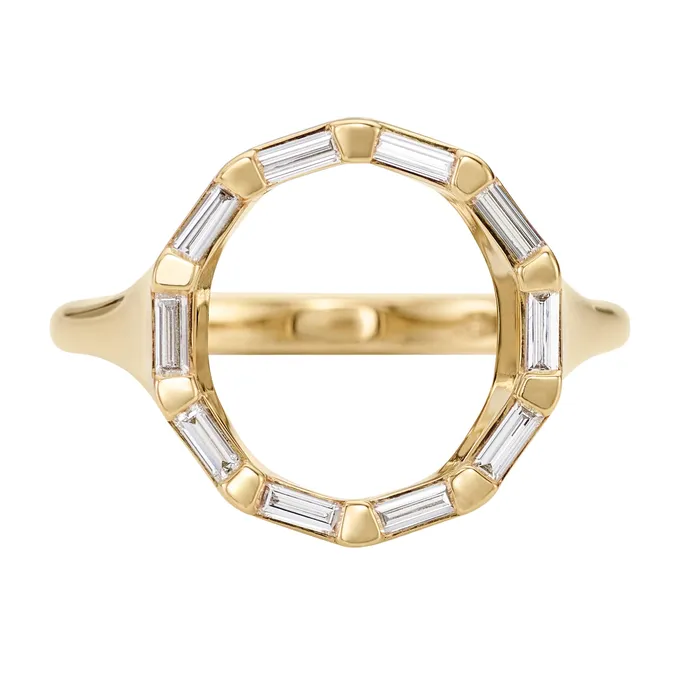 Rings ARTEMER Baguette Diamond and Gold Circle Statement Ring