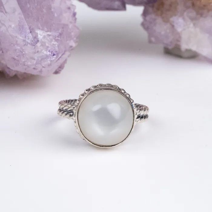 Rings InnerVision Crystals Moonstone Ring 14mm Size 8 925 Silver