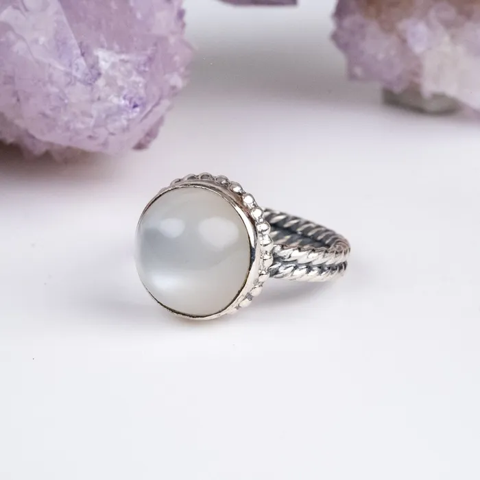 Rings InnerVision Crystals Moonstone Ring 14mm Size 8 925 Silver