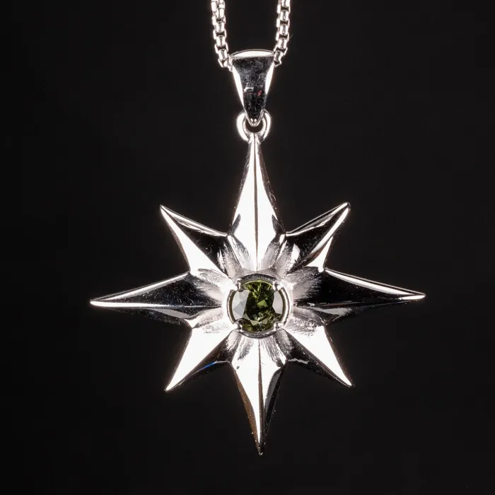 Star Pendant Moldavite Gemstone 925 Silver InnerVision Crystals Necklaces