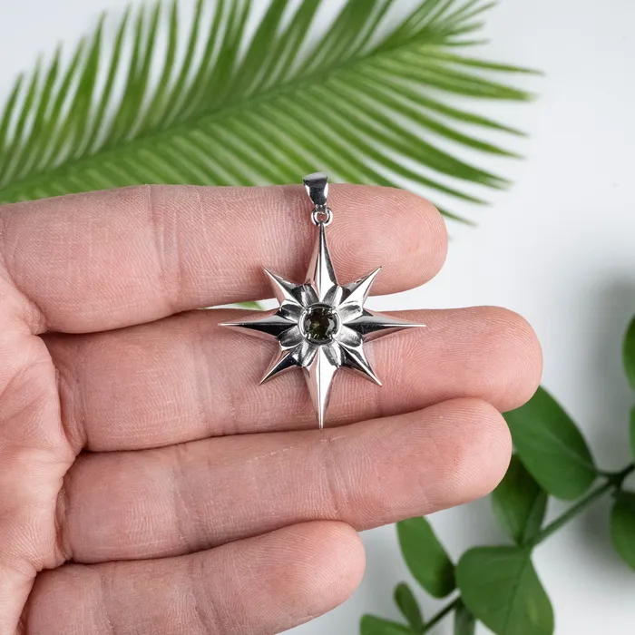 Star Pendant Moldavite Gemstone 925 Silver InnerVision Crystals Necklaces