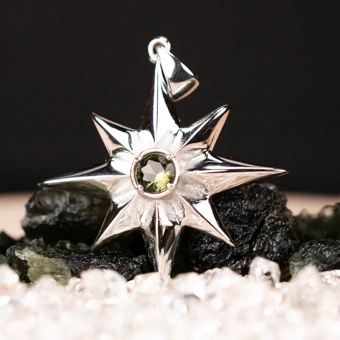 Star Pendant Moldavite Gemstone 925 Silver InnerVision Crystals Necklaces