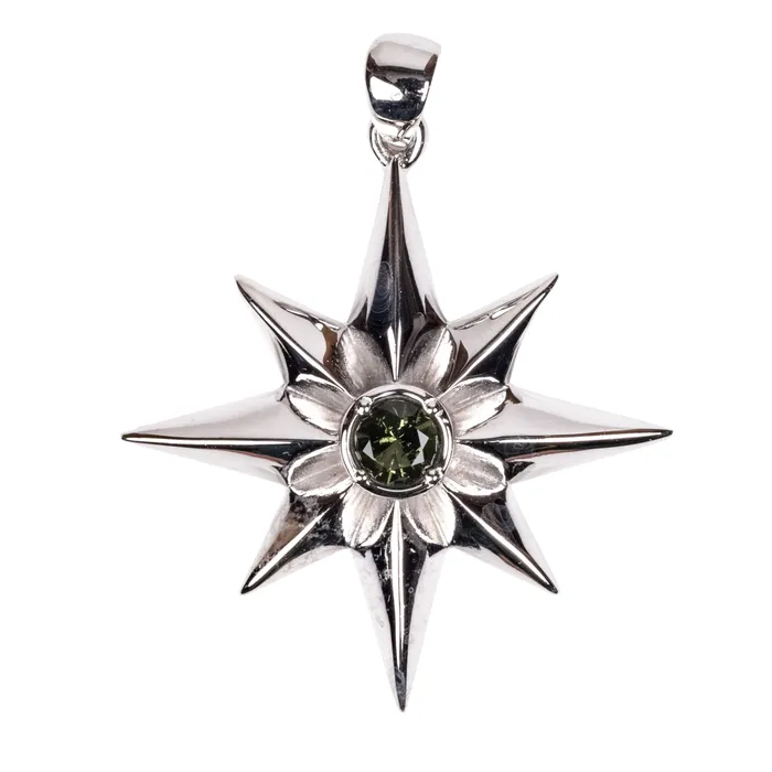 Star Pendant Moldavite Gemstone 925 Silver InnerVision Crystals Necklaces