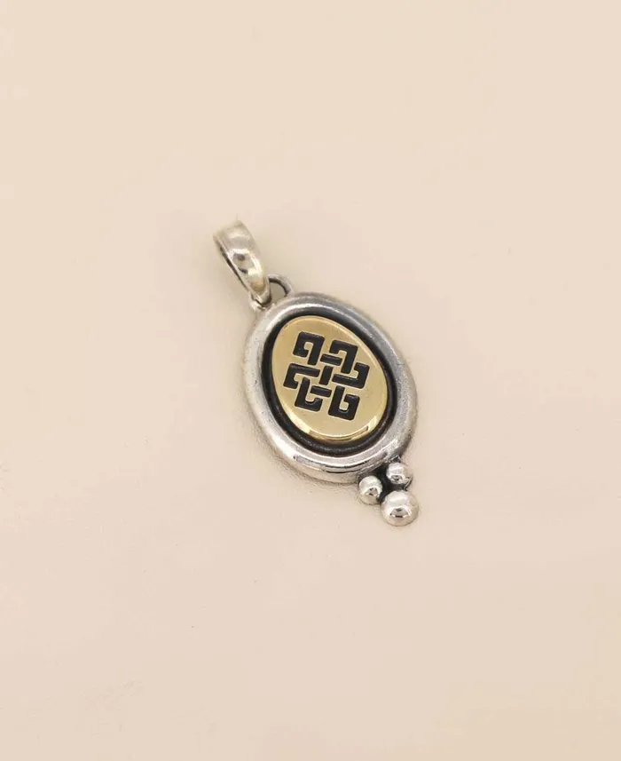 Sterling Silver And Brass Endless Knot Pendant Buddha Groove Necklaces