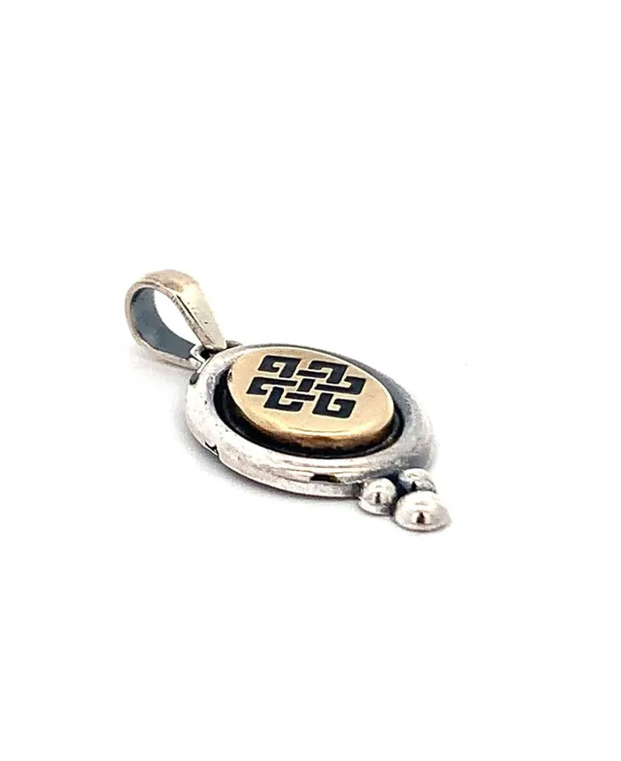 Sterling Silver And Brass Endless Knot Pendant Buddha Groove Necklaces