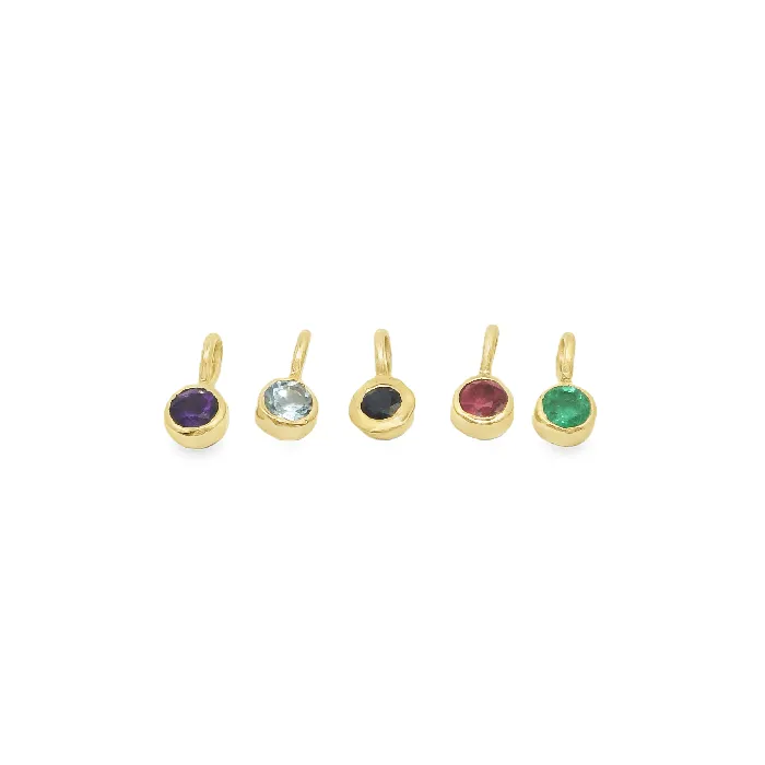 Suetables Charm Necklaces 14K Gold Gemstone Charm