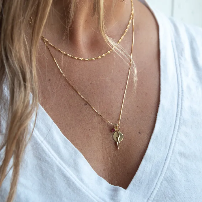 Suetables Charm Necklaces 14K Gold Gemstone Charm