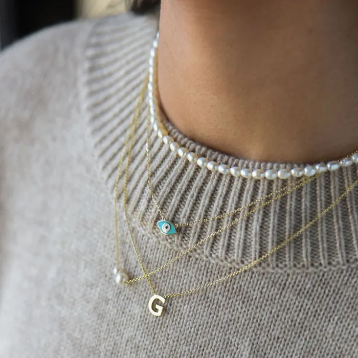 Suetables Necklaces 10K Gold Masal Turquoise Evil Eye Necklace