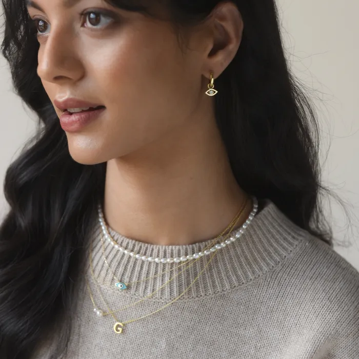Suetables Necklaces 10K Gold Masal Turquoise Evil Eye Necklace