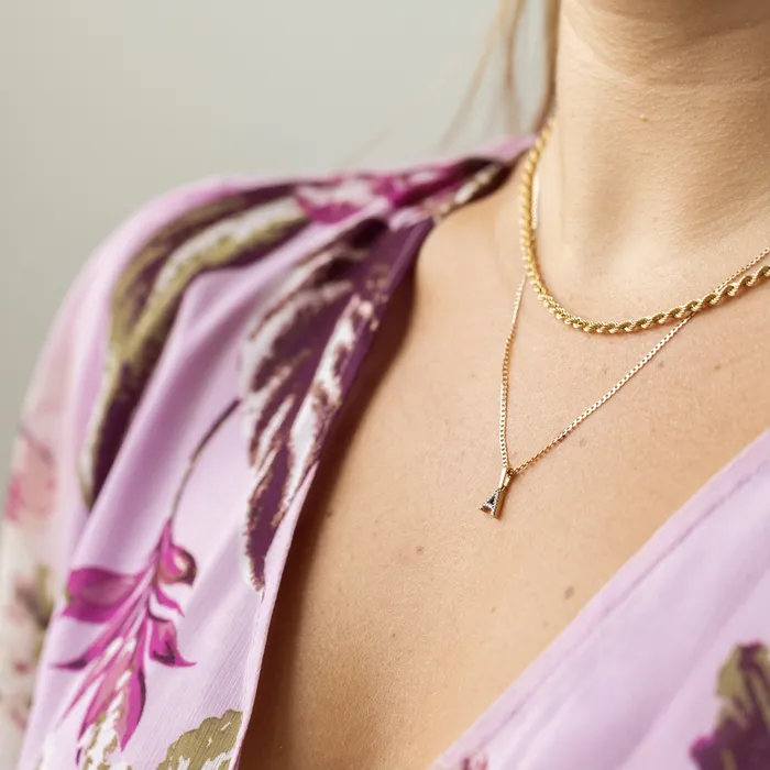 Suetables Necklaces 10K Gold Michaela Diamond Initial