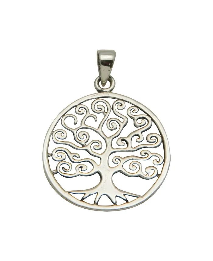 Swirling Tree of Life Round Pendant Sterling Silver Buddha Groove Necklaces
