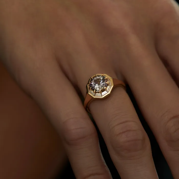 Tanzanite Trapeze Diamond Engagement Ring ARTEMER Rings