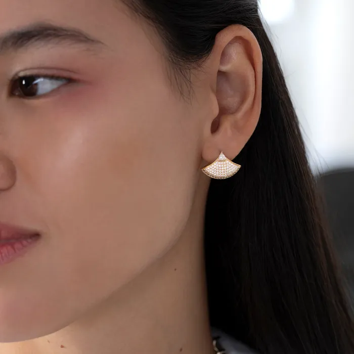 Trillion Diamond Fan Earrings with Brown Diamond Accent ARTEMER Earrings