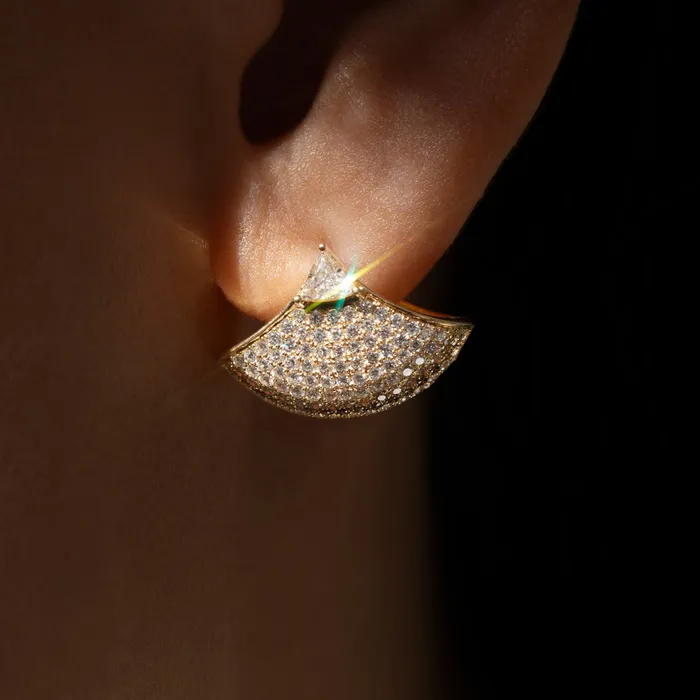 Trillion Diamond Fan Earrings with Brown Diamond Accent ARTEMER Earrings