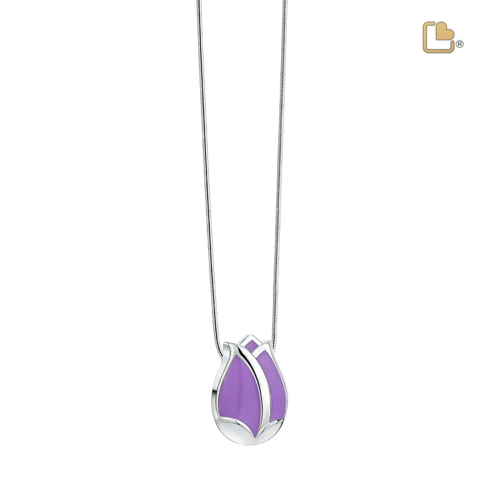 Tulip Ashes Pendant Pearl Purple Polished Silver LoveUrns Treasure Necklaces