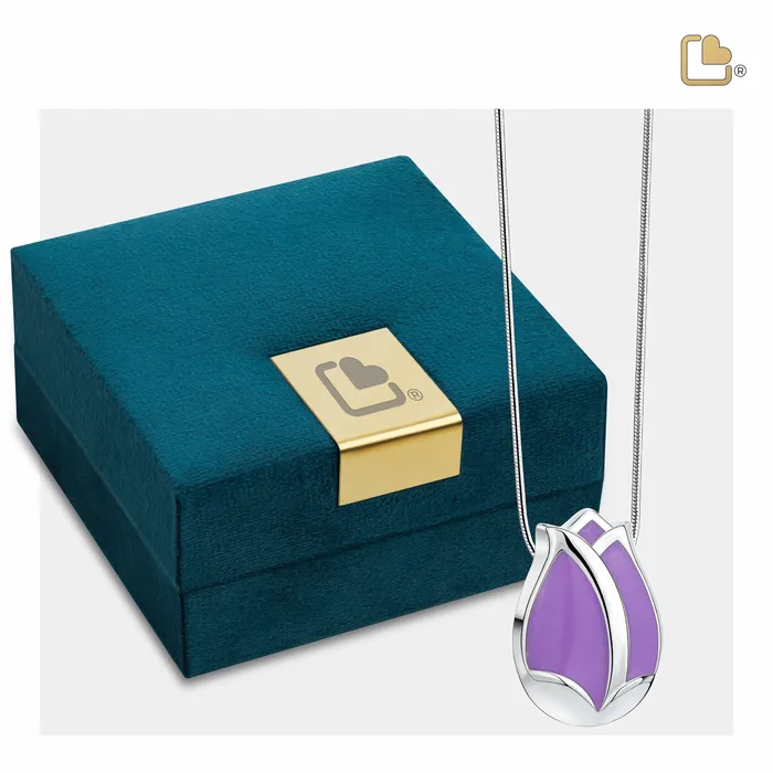 Tulip Ashes Pendant Pearl Purple Polished Silver LoveUrns Treasure Necklaces