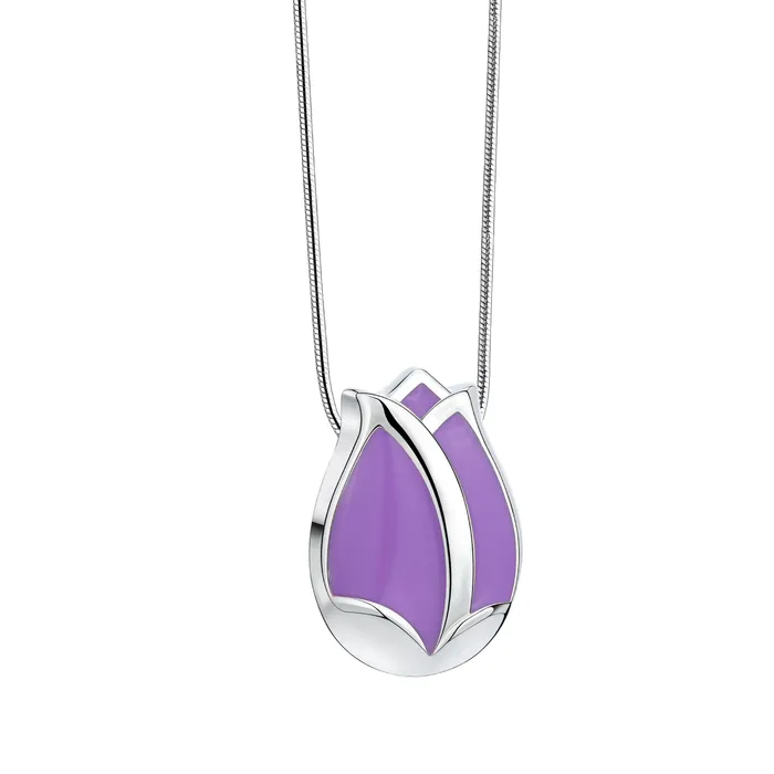 Tulip Ashes Pendant Pearl Purple Polished Silver LoveUrns Treasure Necklaces