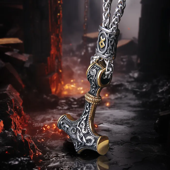 Viking Trinkets Mjlnir Thors Hammer Stainless Steel Necklace Necklaces