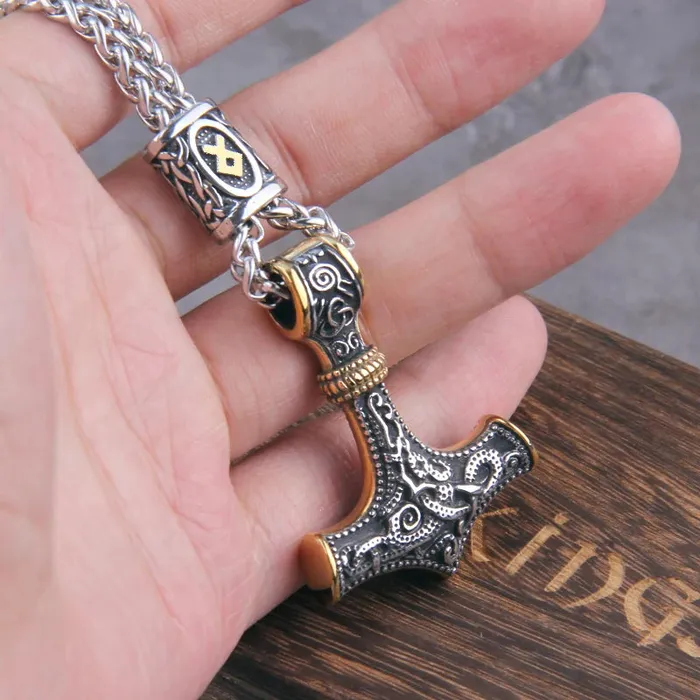 Viking Trinkets Mjlnir Thors Hammer Stainless Steel Necklace Necklaces