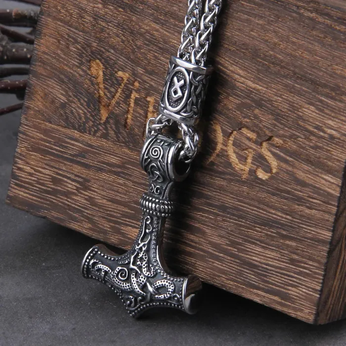 Viking Trinkets Mjlnir Thors Hammer Stainless Steel Necklace Necklaces