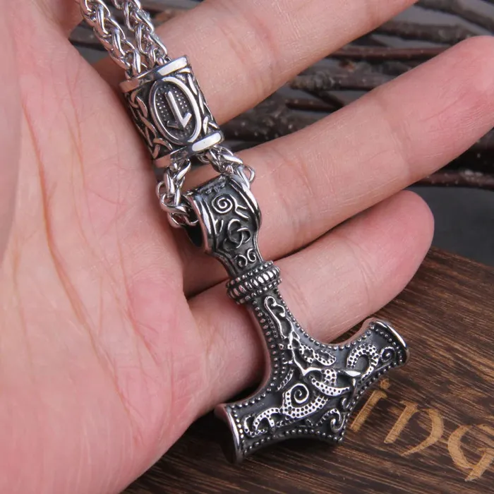Viking Trinkets Mjlnir Thors Hammer Stainless Steel Necklace Necklaces