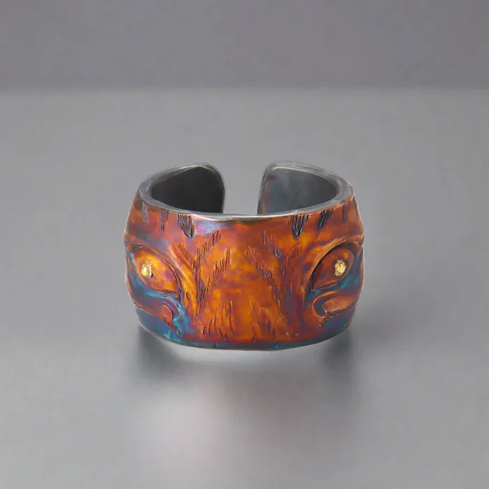 Viking Trinkets Rings Fenrirs Gaze Unique Sterling Silver Adjustable Ring