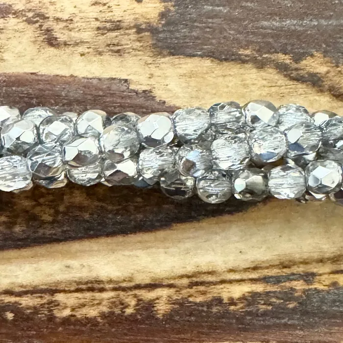 10427001 Czech Fire Polish Beads Half Silver 4mm Strand Czech Imports Rings