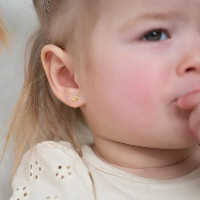 14k Gold Polished Heart Baby Toddler Kids Earrings Safety Screw Back Baby Screw Back Earrings Earrings