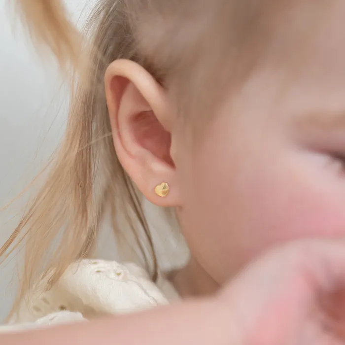14k Gold Polished Heart Baby Toddler Kids Earrings Safety Screw Back Baby Screw Back Earrings Earrings