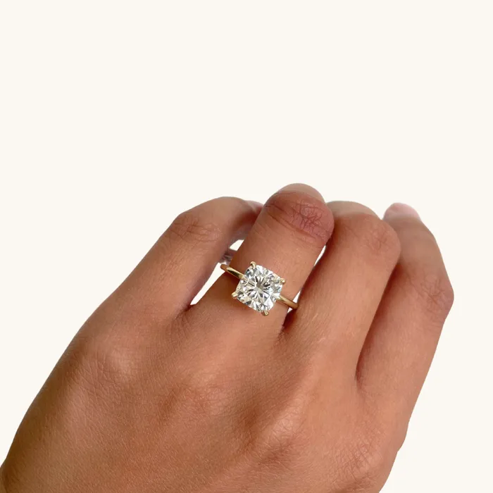 311 Square Cushion Lab Diamond Engagement Ring with Hidden Halo Happy Jewelers Rings